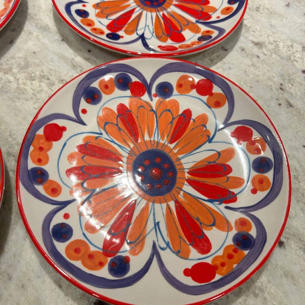 4 Crate and Barrel colorful plates